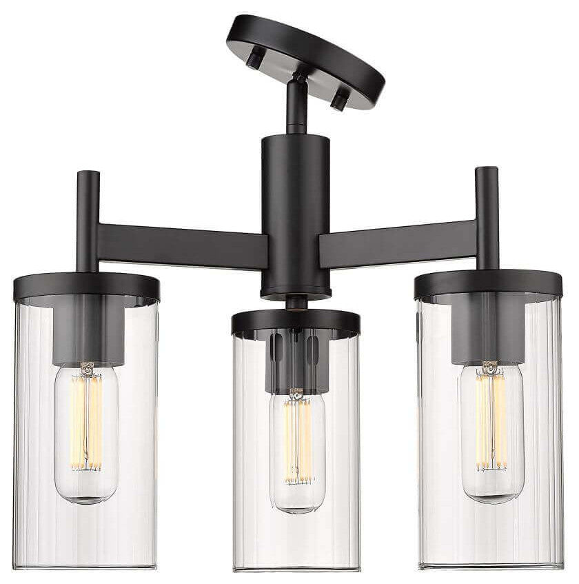Semi-Flush Mount in Black, 17