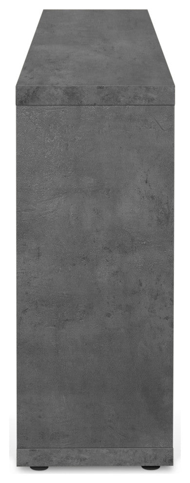 Modern Low Bookcase Open Console, Faux Concrete