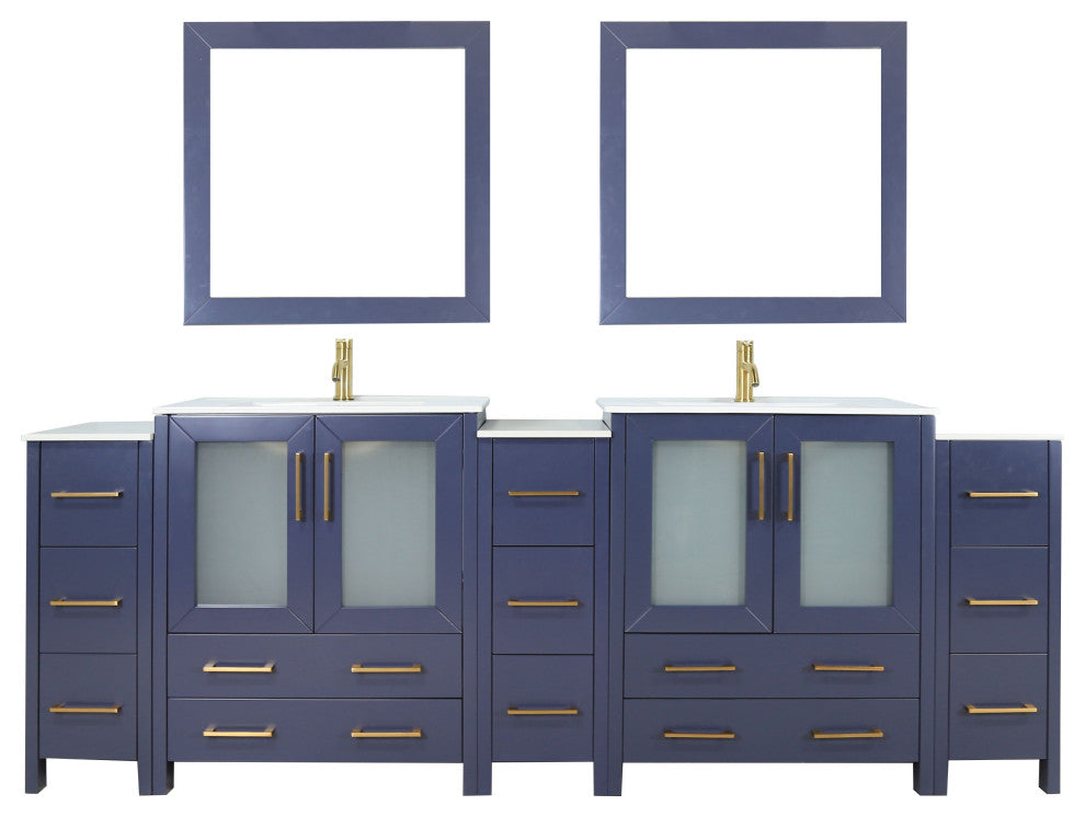 Vanity Art Vanity Set With Ceramic Top, 84", Blue