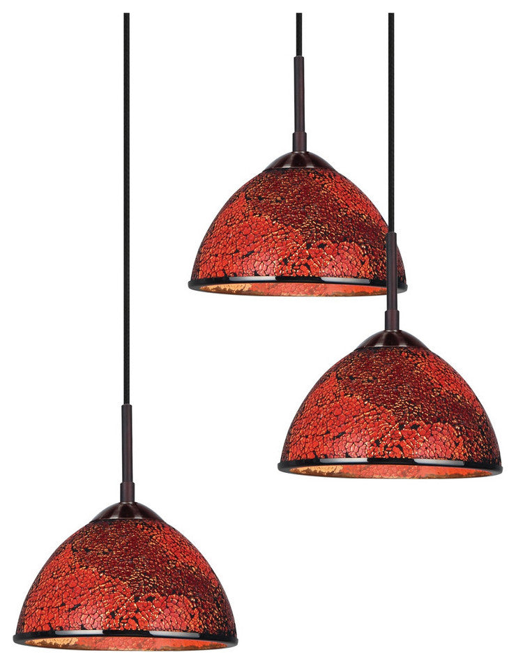 Woodbridge Lighting Alexis 3-Light Pendant, Bronze, Red