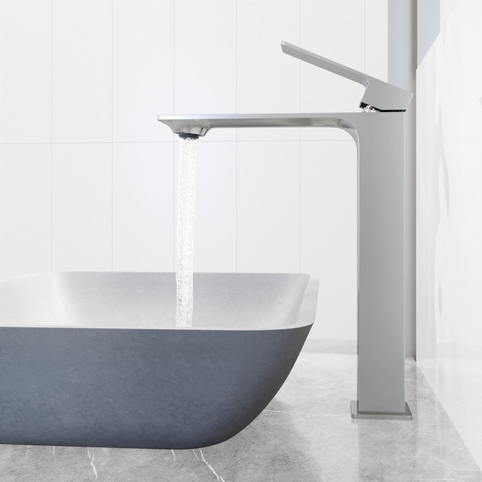 VIGO Dunn 11" H Single Handle Single Hole Bathroom Vessel Faucet, Chrome