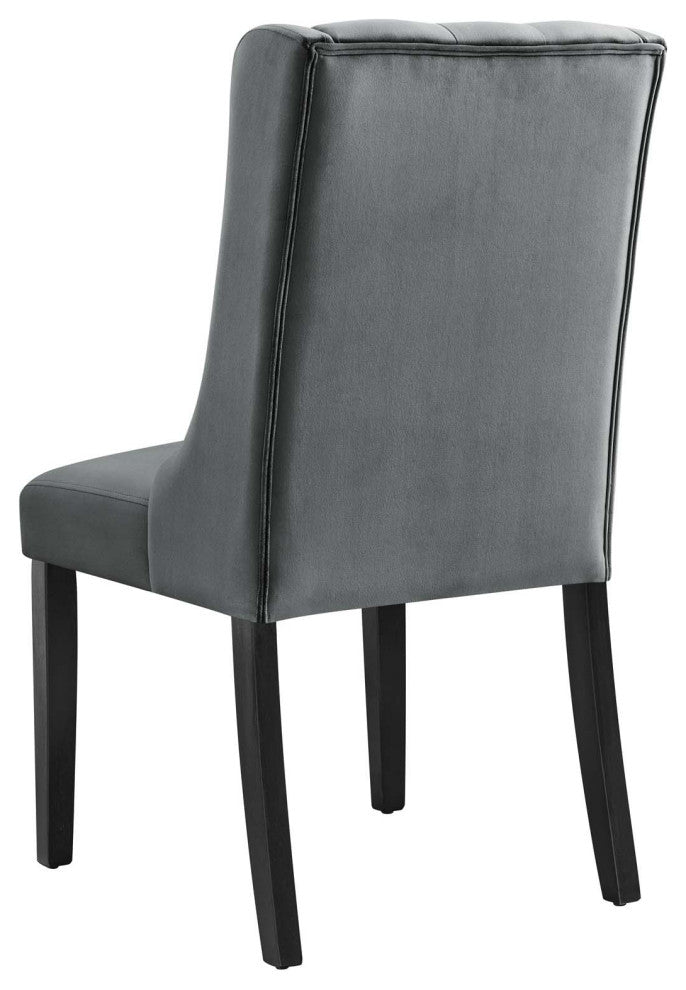 Side Dining Chair, Set of 2, Gray, Velvet, Modern, Cafe Bistro Hospitality
