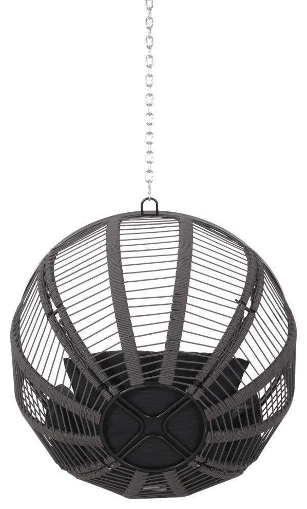 Therese Outdoor/Indoor Rope Weave Hanging Chair With 8 Foot Chain, NO STAND, Gray + Black