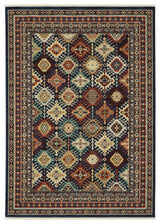 Oriental Weavers Lilihan 003B6 Geometric Rug, Navy, 6'7"x9'6"