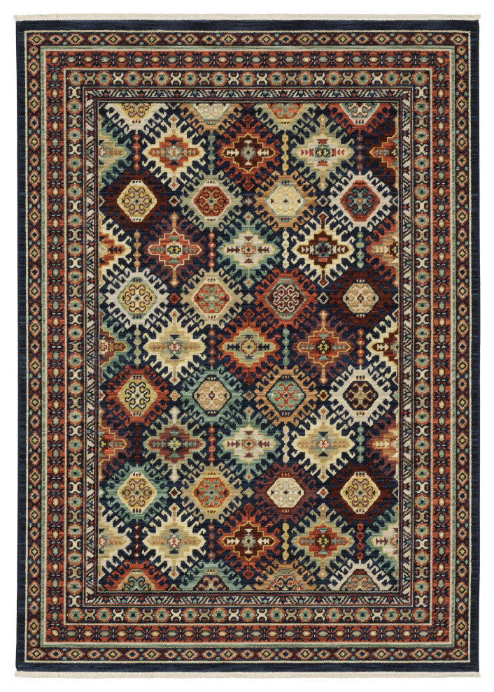 Oriental Weavers Lilihan 003B6 Geometric Rug, Navy, 6'7"x9'6"