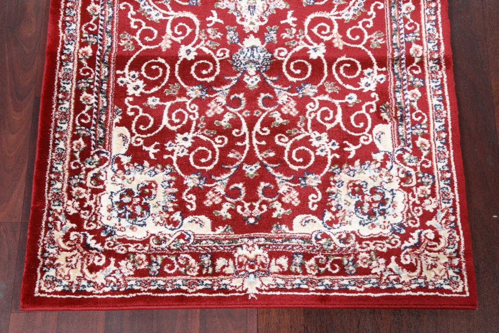 Red Floral Medallion Transitional Turkish Rug Oriental Carpet 3x8