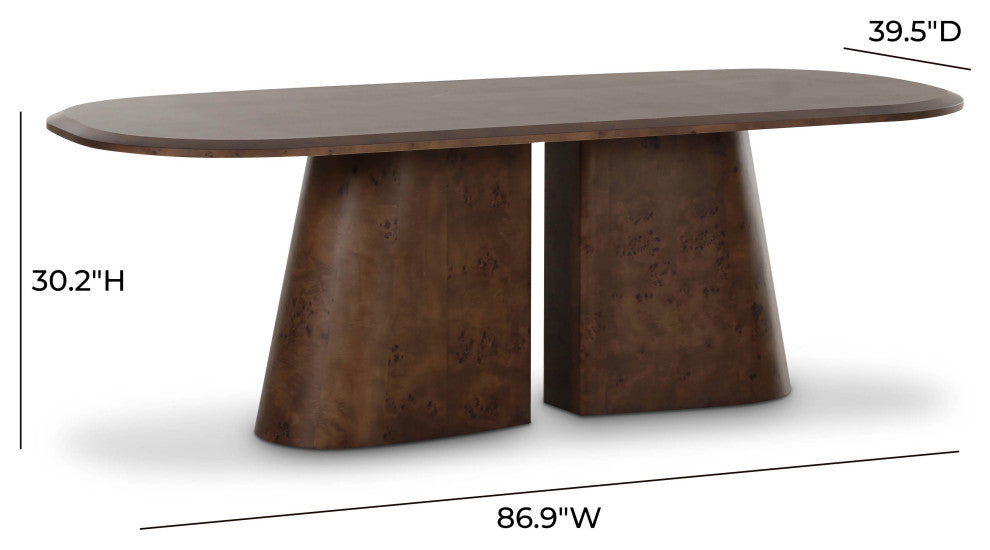 Gladyss Brown Burl Oval 87" Dining Table