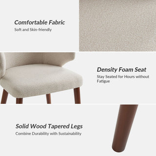 Mid-century Modern Upholstered Dining Chair, Linen, Set of 6