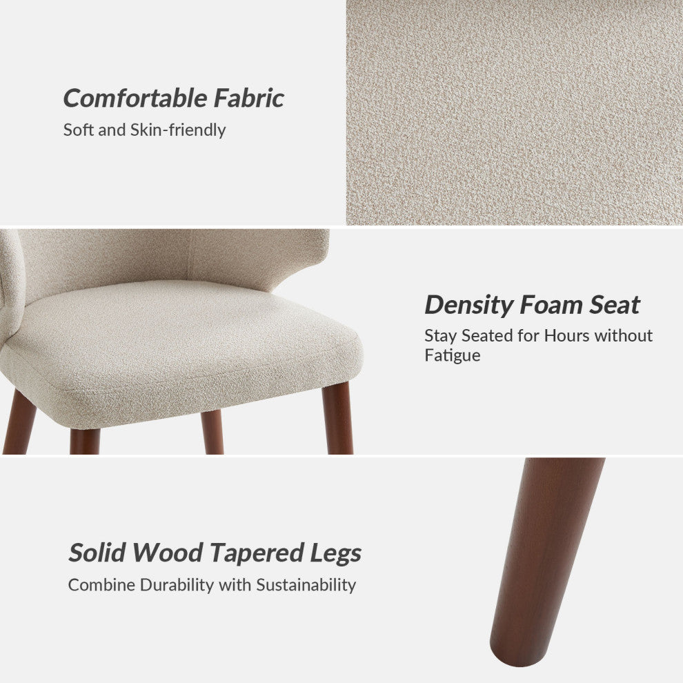 Mid-century Modern Upholstered Dining Chair, Linen, Set of 6