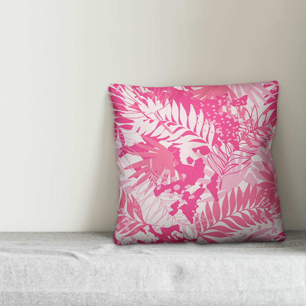 Pink Palms Outdoor Throw Pillow, 18"x18"