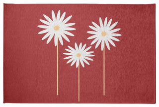Floral Print Spring Chenille Rug, Ligonberry Red, 4'x6'