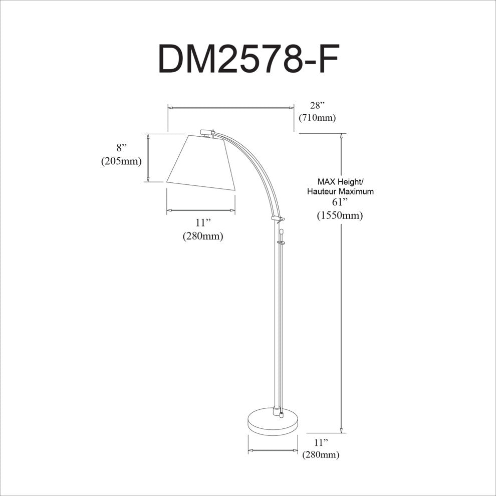 Modern Floor Lamp With White Fabric, Aged Brass