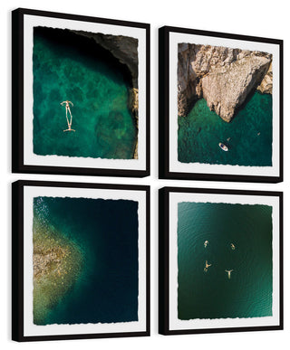 "Quiet Coves II Quadriptych" Framed Painting Prints, 64"x64", 4-Piece Set