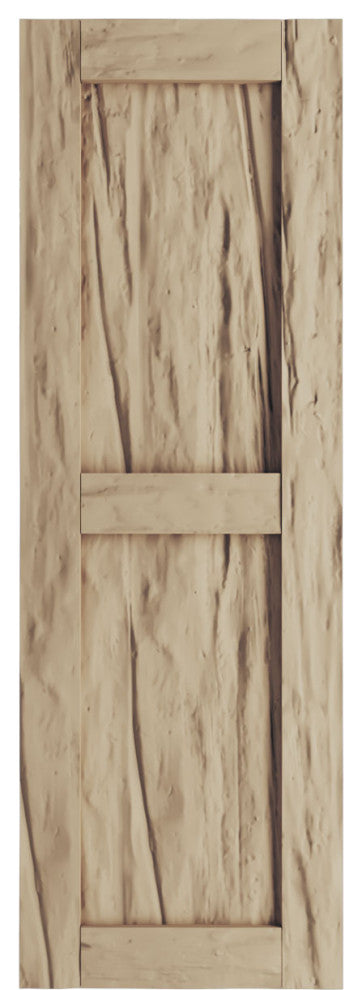 Rustic Two Equal Panel Flat Panel Riverwood Faux Wood Shutters (Per Pair)