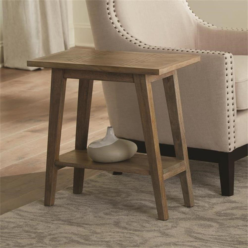 Home Square Wood Chairside End Table in Natural - Set of 2