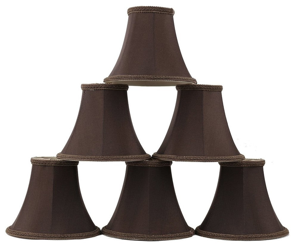 Silk Bell Chandelier Lamp Shade, 3x6x5", Chocolate, Braided, Set of 6