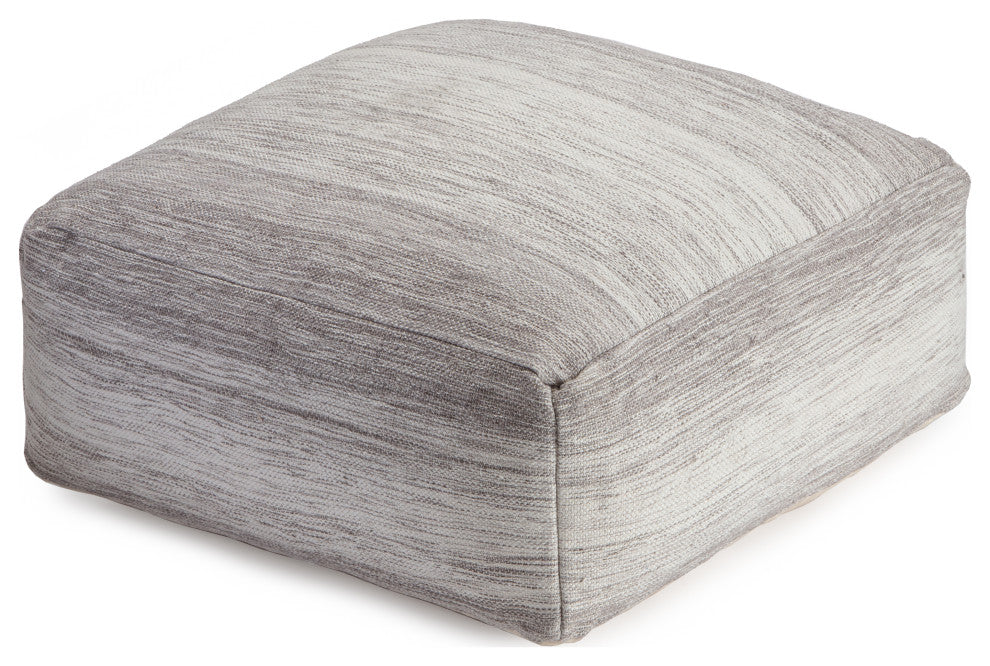 Rincon 34" x 34" x 16" Gray and Ivory Ottoman