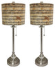 28" Crystal Buffet Lamp With Musical Notes Shade, Brushed Nickel, Set of 2