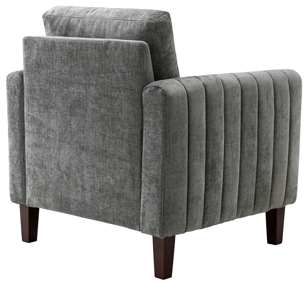 35" Comfy Club Chair for Bedroom With Wood Legs, Gray