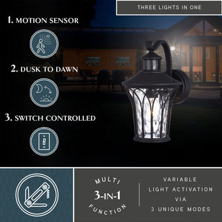 Abigail Dualux 7.5" Outdoor Motion Sensor Wall Light Textured Black