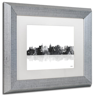 Watson 'Madison Wisconsin Skyline BG-1' Art, Silver Frame, 11"x14", White Matte