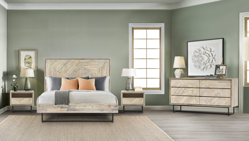 Peridot 4-Piece King Bedroom Set, Natural Acacia Wood