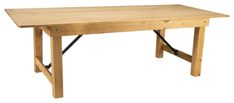HERCULES Series 8' x 40" Solid Pine Folding Farm Table, Light Natural