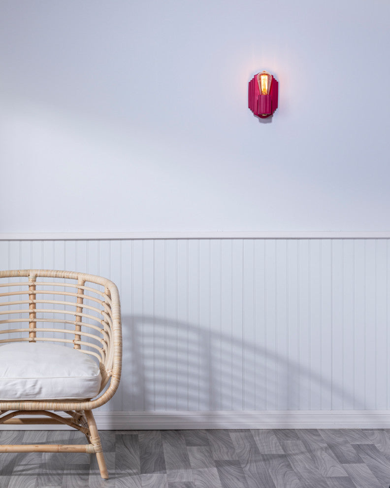 Deco Rectangle Wall Sconce, Cerise, Polished Brass