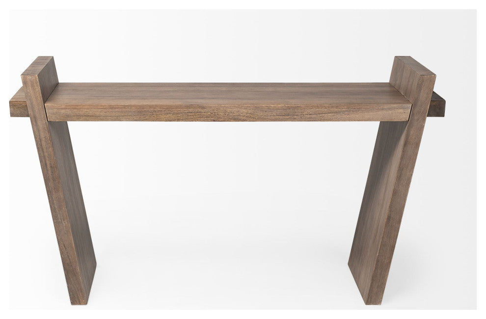16" Brown Solid Wood 4 Legs Console Table