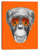 Monkey with Mirror Sunglasses, Animal Canvas Art Print, 12"x20"