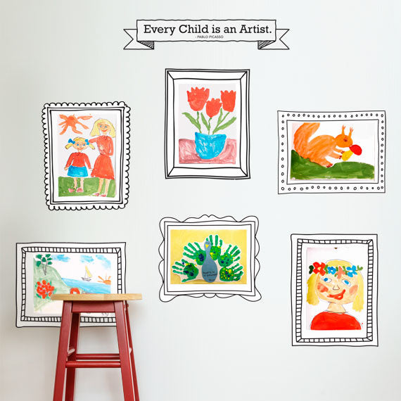 Kids Art Display Frames Vinyl Wall Sticker, Picasso Quote Banner