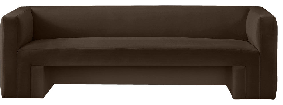 Henson Velvet Upholstered Sofa, Brown