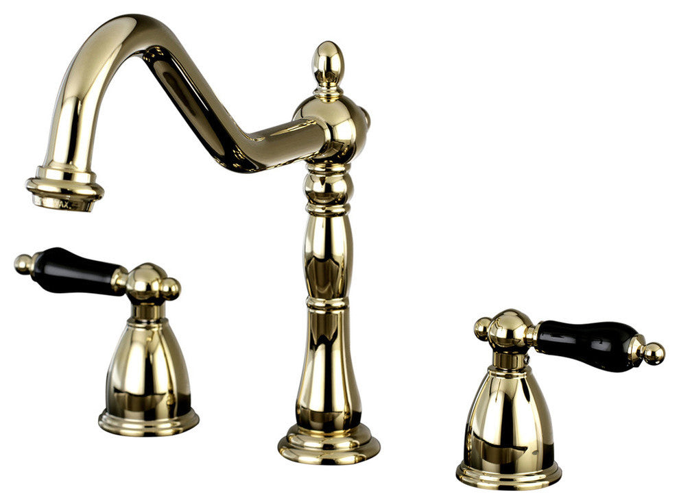 Kingston Brass Widespread Kitchen Faucet, Polished Brass