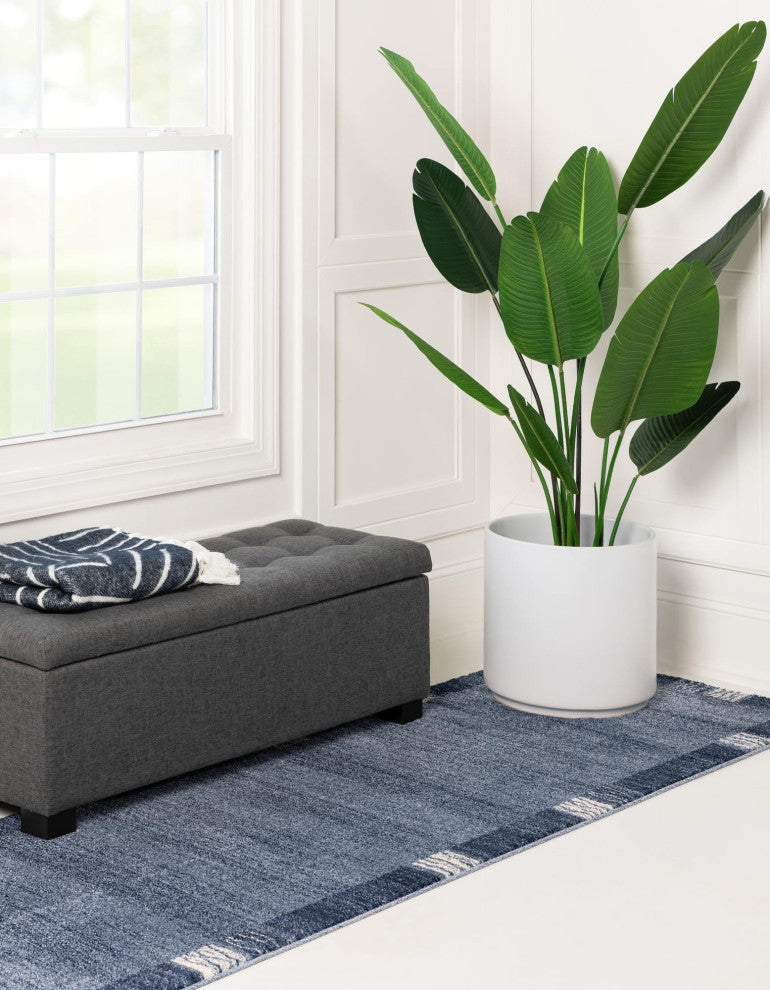 Rug Unique Loom Del Mar Navy Blue Runner 2' 7 x 10' 0