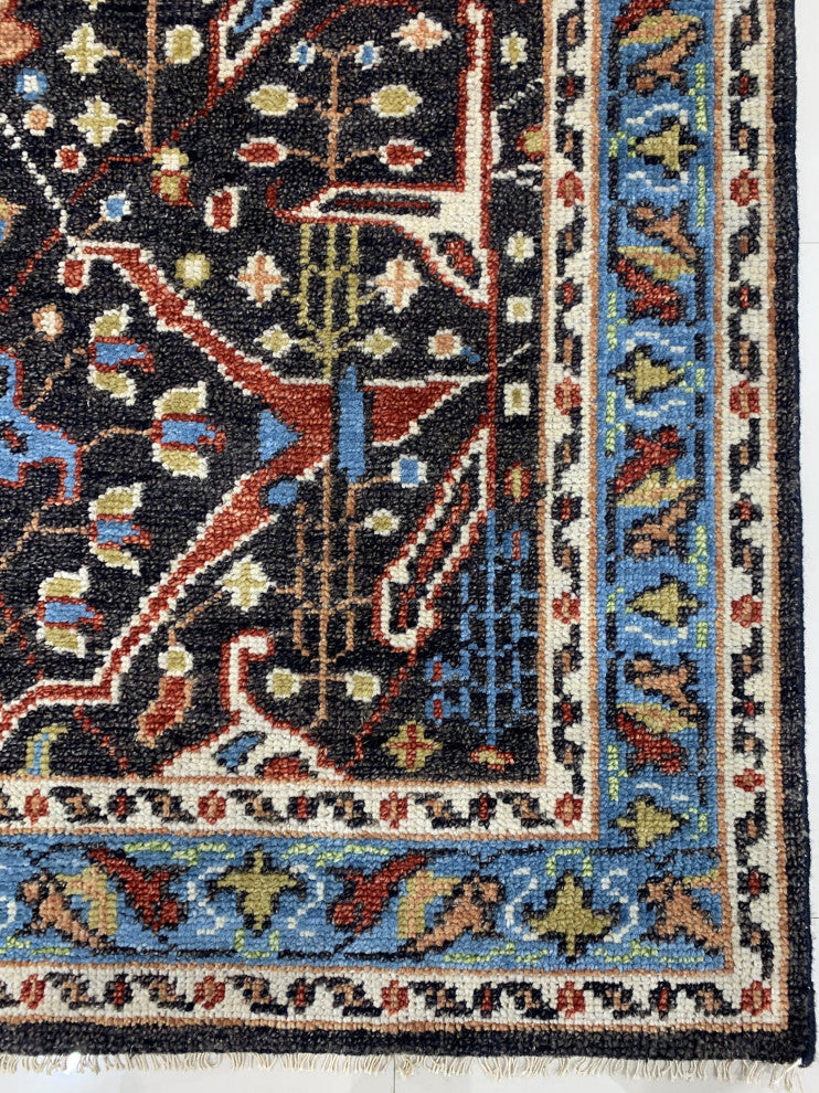 Hand-Knotted Wool Brown/Blue Traditional Classic Bidjar Collection Rug, 8'x10'