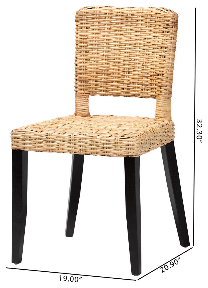 Karina Rattan Dining Chairs, Set of 2, Dark Brown