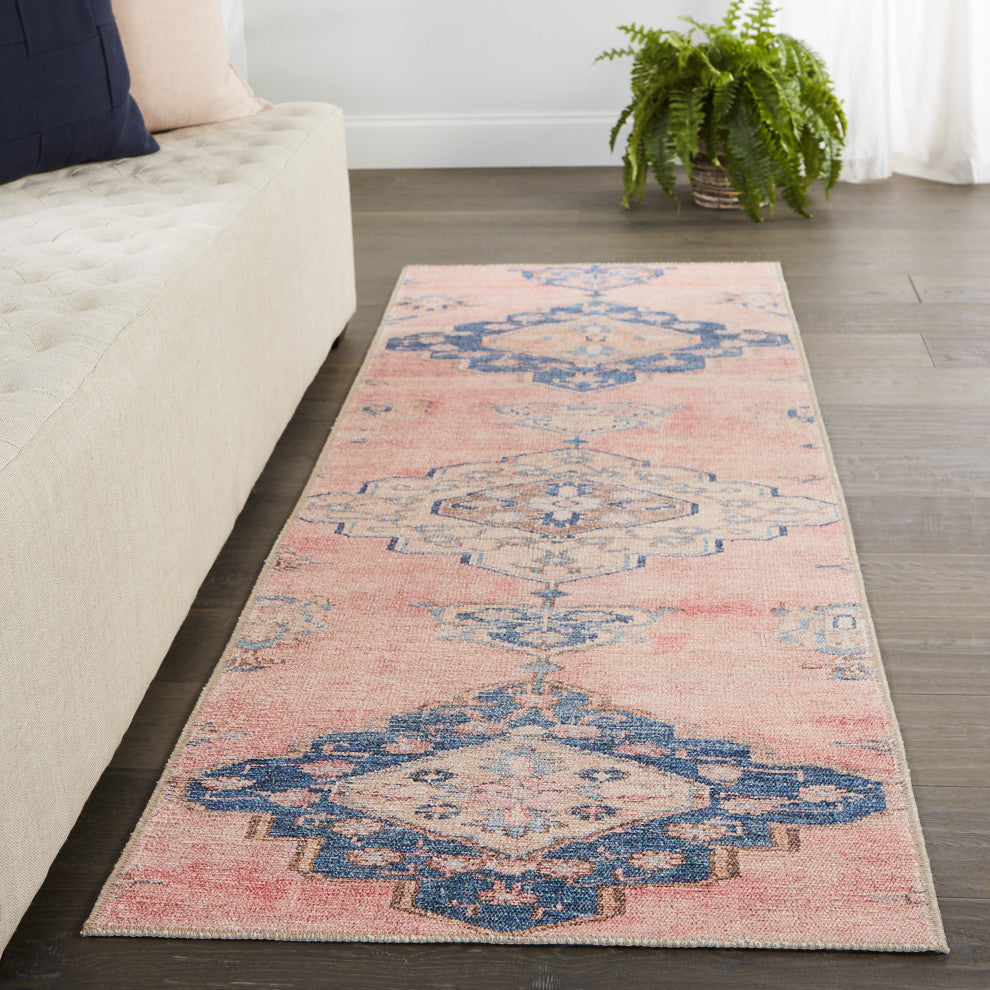 Vibe by Jaipur Living Adalee Medallion Pink/ Blue Runner Rug, 2'6"X12'