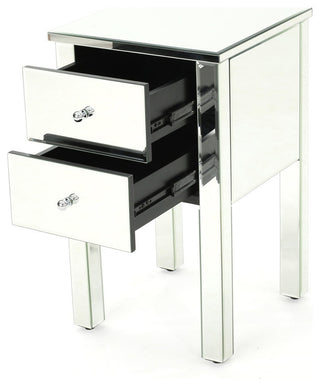GDF Studio Seranade Mirror Finished 2-Drawer Side Table