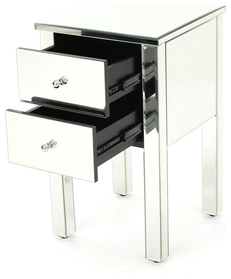 GDF Studio Seranade Mirror Finished 2-Drawer Side Table