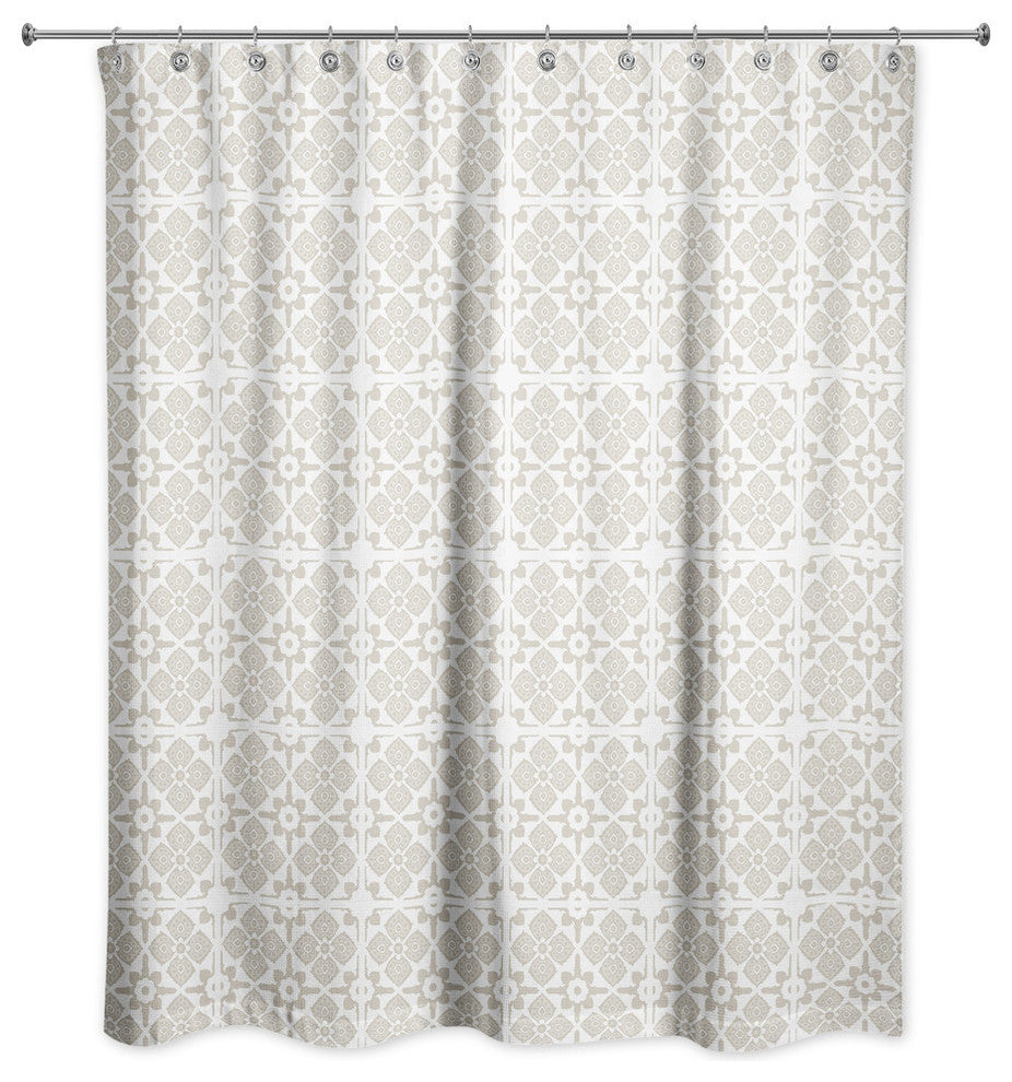 Beige Tile Pattern 71x74 Shower Curtain