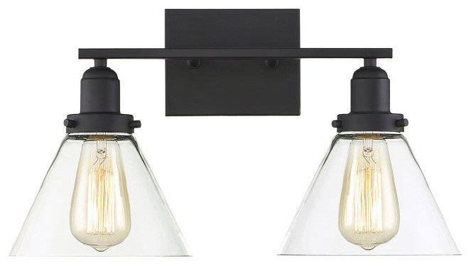2 Light Bath Bar, Matte Black