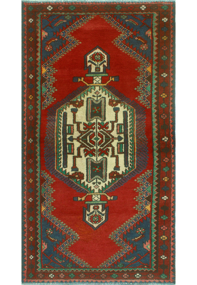 Fine Vintage Distressed Vicky Red/Ivory Runner, 3'1 x 6'1