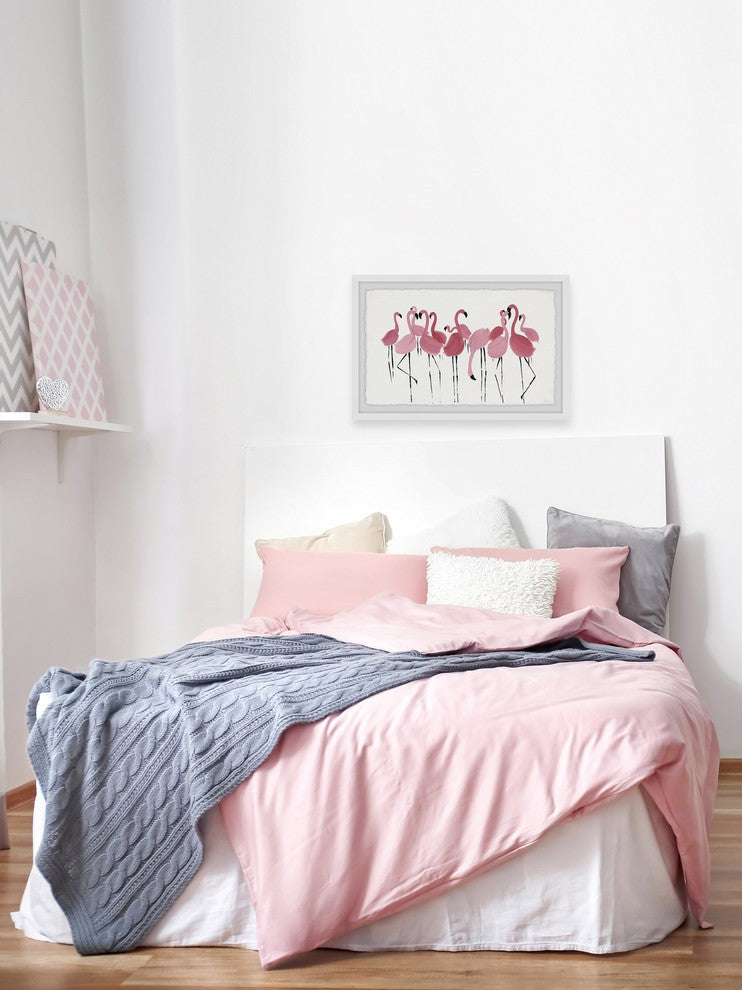 "Flamingo Squad" Framed Painting Print, 12"x8"