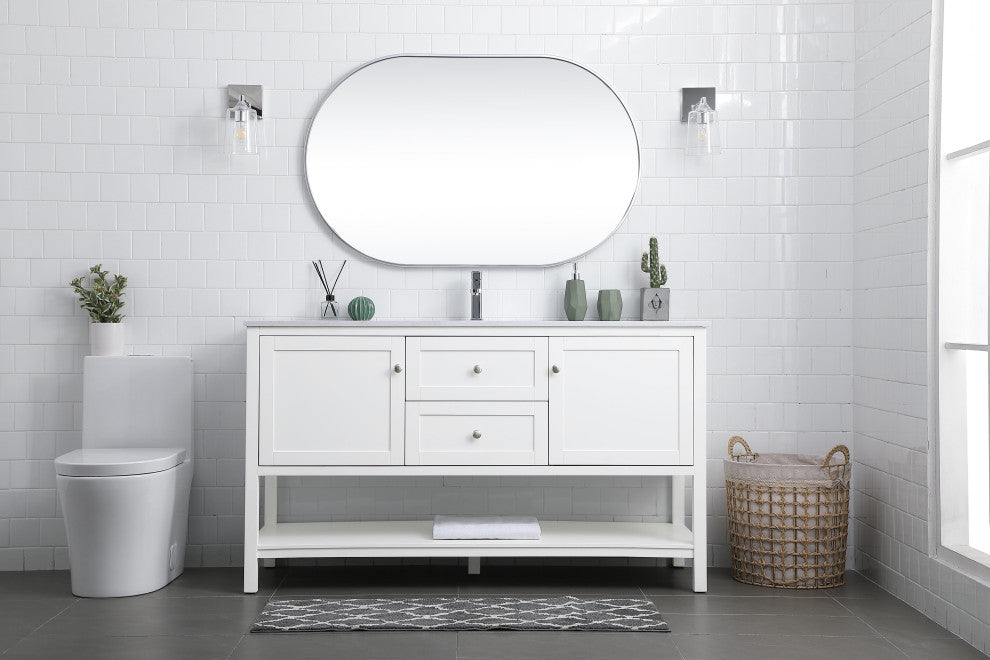 60" Single Bathroom Vanity, White