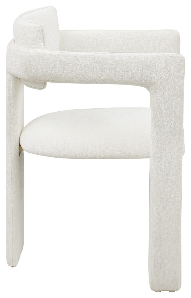 Brenda Upholstered Dining Chair, Cream, Chenille Fabric, Set of 2