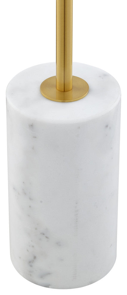 Inspired Home Kenadie Floor Lamp, Marble Stone Base, Brass/White