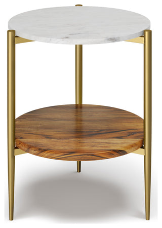 Wagner Round Marble & Wood Side Table