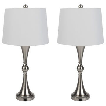 Set of 2 Table Lamps With USB Charging Ports, Touch Control, and LED Bulbs