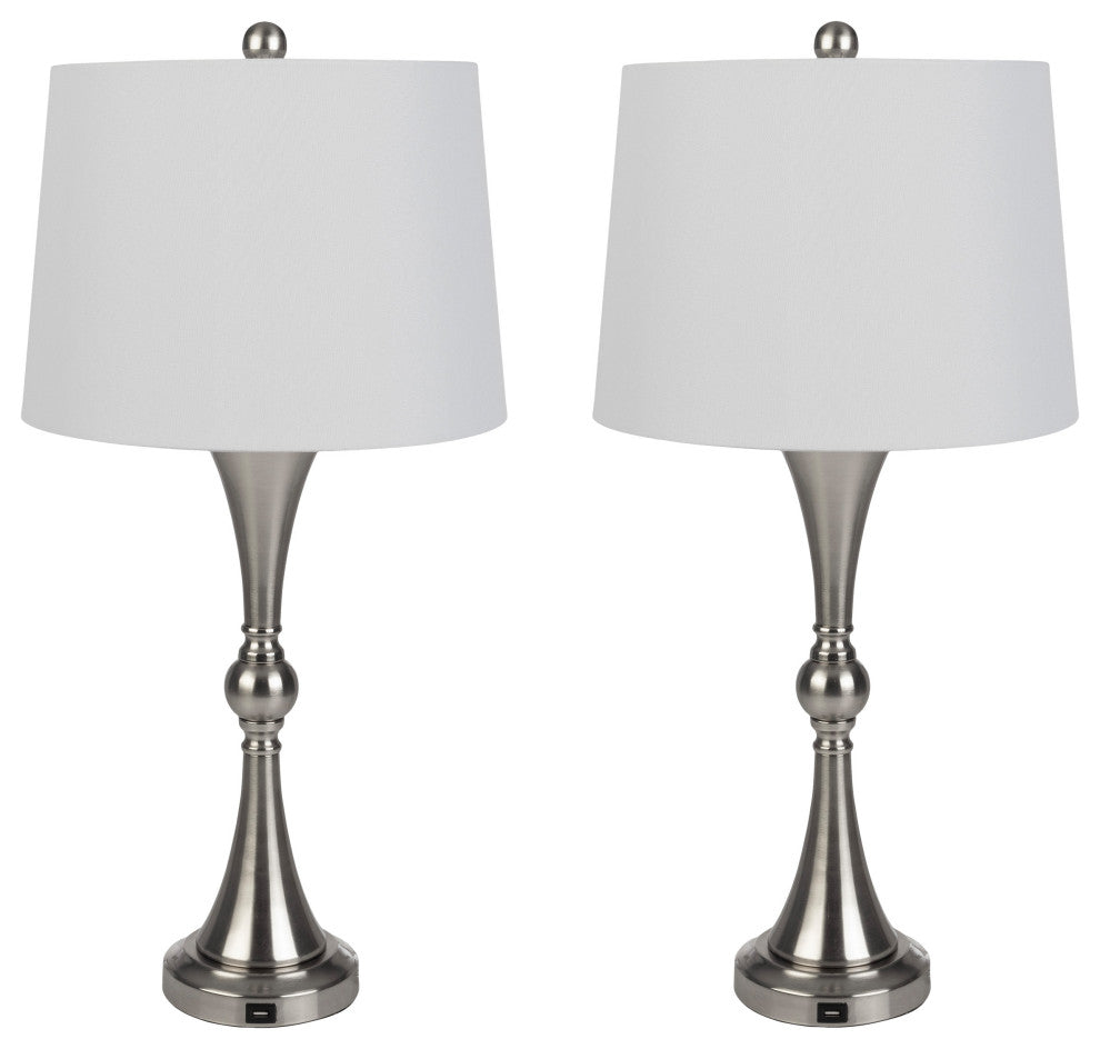 Set of 2 Table Lamps With USB Charging Ports, Touch Control, and LED Bulbs