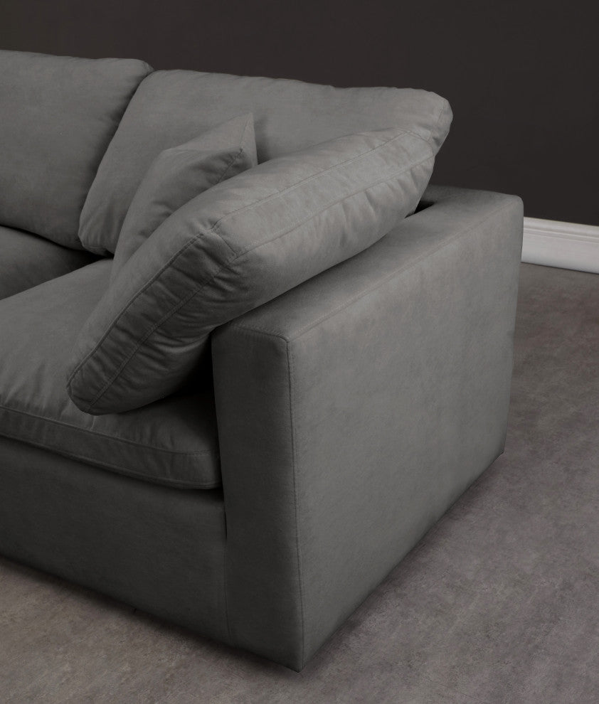 Plush Velvet / Down Standard Comfort 6-Piece U-Shaped Modular Sectional, Grey